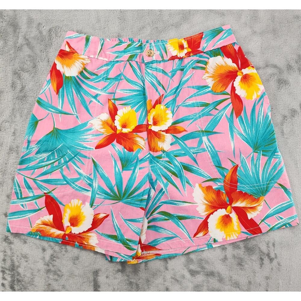Vintage 80s JCPenney High Rise Floral Short Size 15 Multicolor Hawaiian Tropical